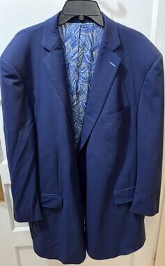 Scabal Finest Cloth 100% Wool Two Button Sport Blue Blazer Jacket Men's Size 54R